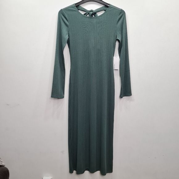 REFORMATION Benedict Long Sleeve Dress Juniper Green Women's Size M - Picture 2 of 15